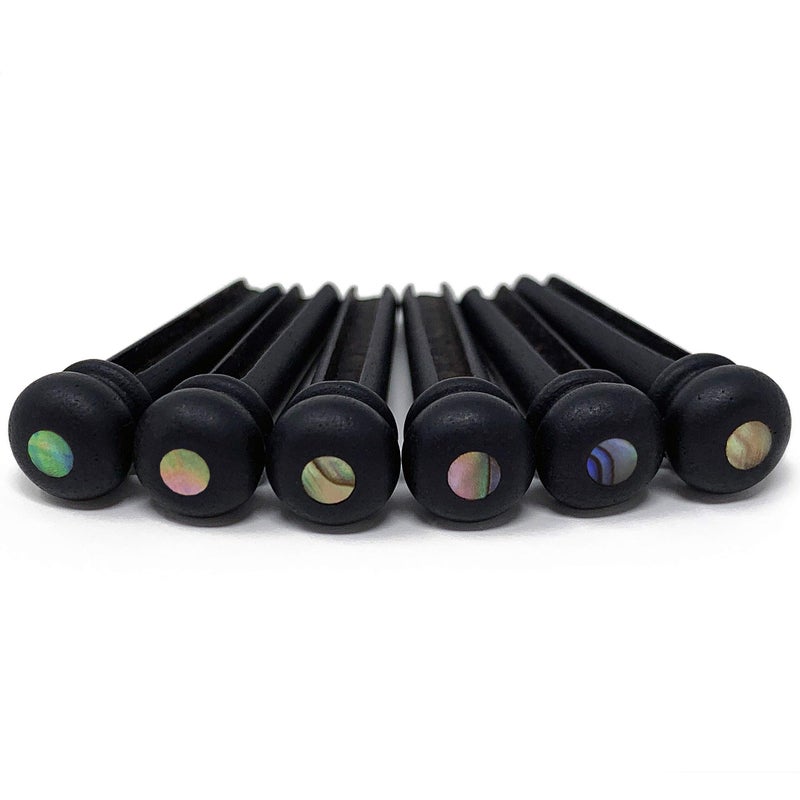 Crosby Slotted Pure Ebony Bridge Pins with Abalone Dot Inlay for 6 & 12 String Acoustic Guitar - Image 1
